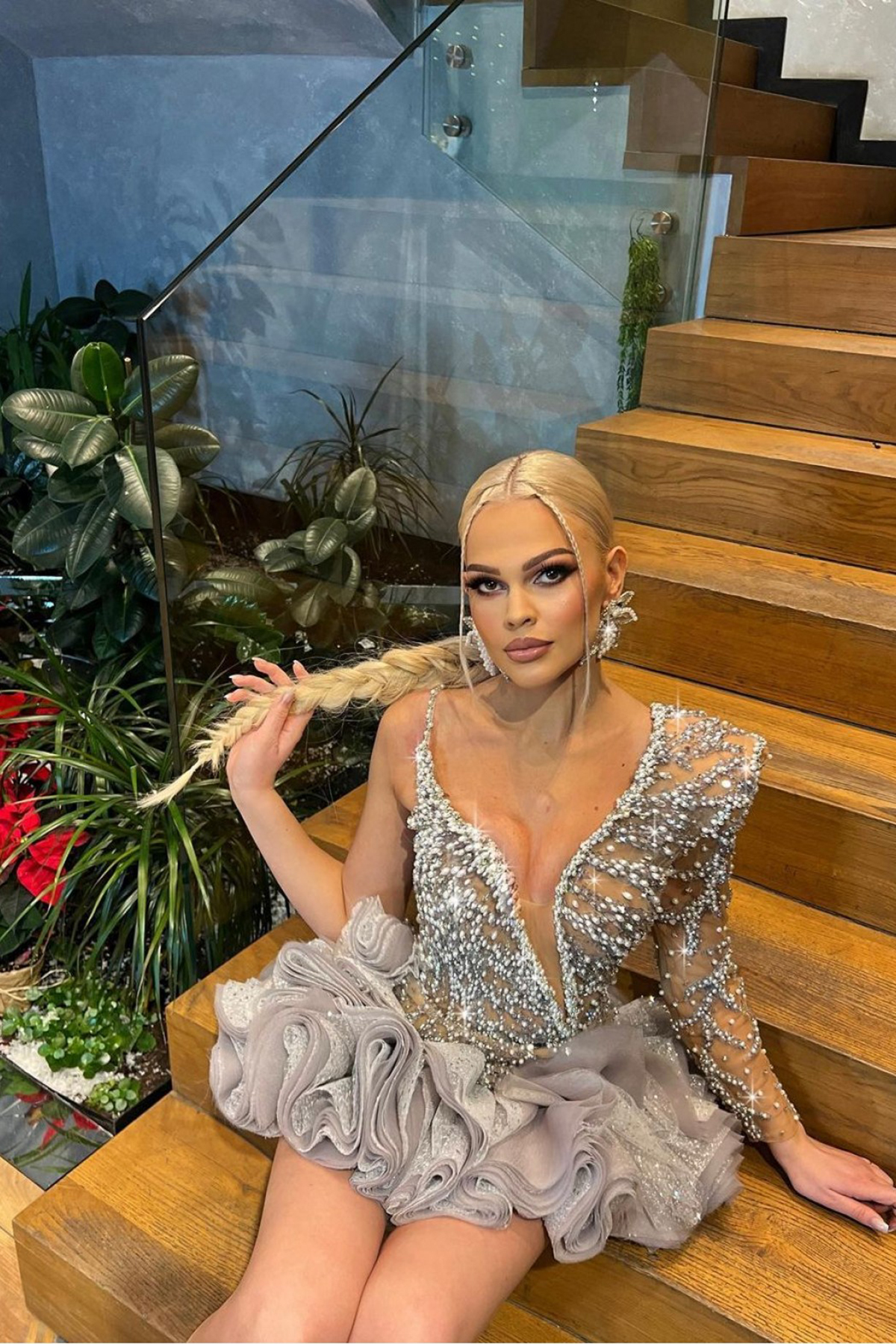 Ruffles Sexy Prom Dresses V Neck One Shoulder Beading Crystal Evening Gowns Short Mini Cocktail Dress Custom Made