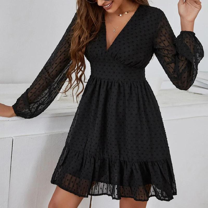Casual Dresses Chiffon Dress Long Sleeve V Neck High Waist Temperament Elegant Evening A-line Party Club Wear Robe, Red
Casual Dresses Chiffon Dress Long Sleeve V Neck High Waist Temperament Elegant Evening A-line Party Club Wear Robe, Red