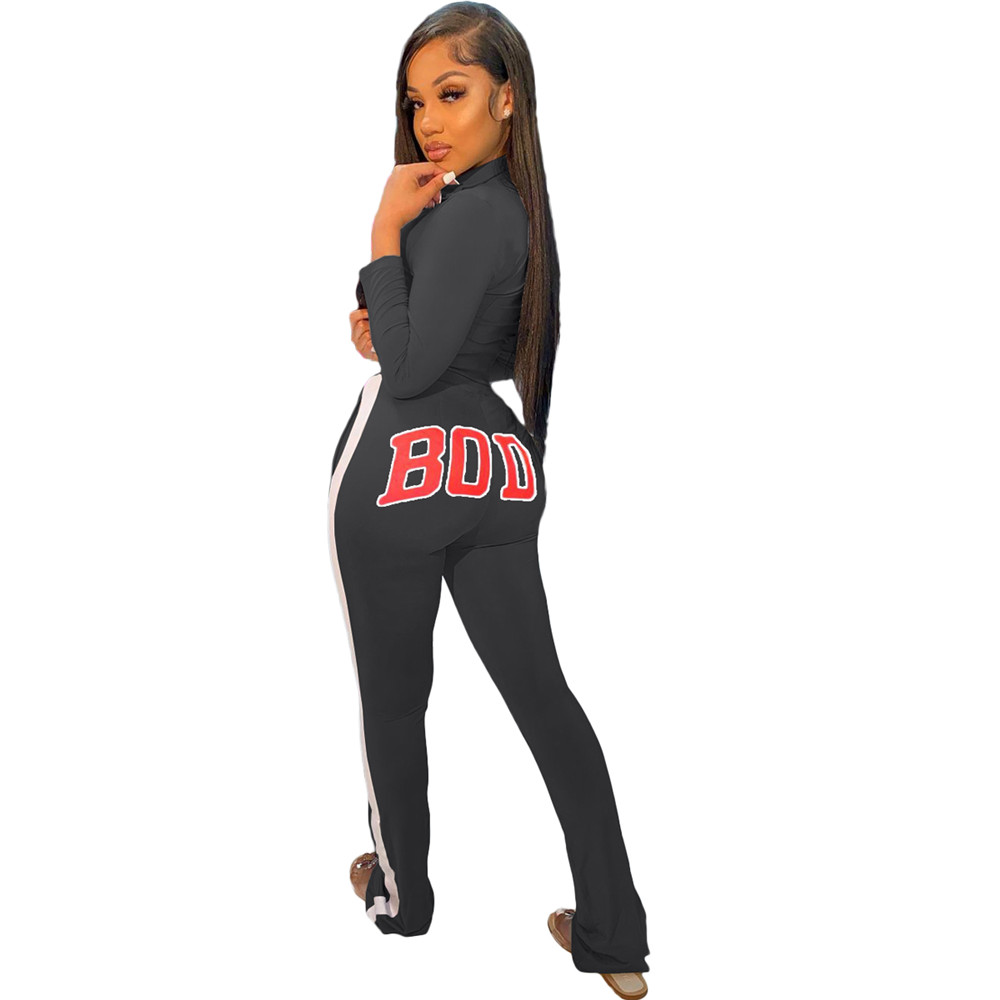 Fall Winter Clothes Women Tracksuits Plus size 2XL BODY Outfits Long Sleeve Jacket and Pants Casual Print Sportswear Outwork Sweatsuits Outdoor Jogger