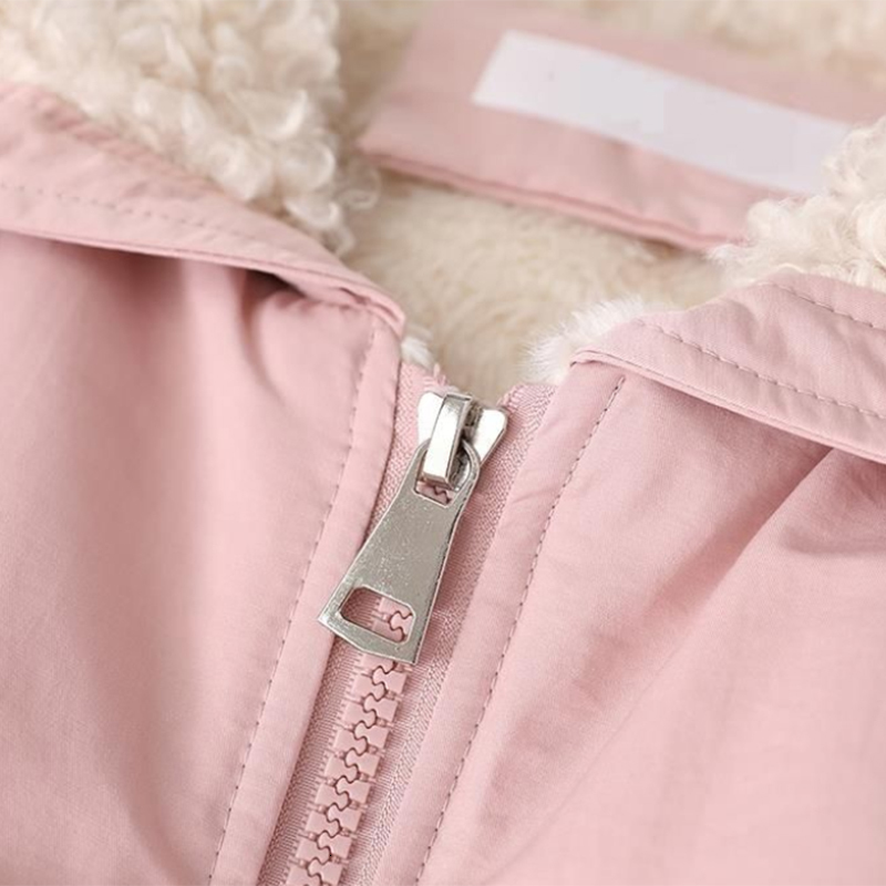 Women's Down Parkas QNPQYX Autumn Winter Thick Warm Plush Jacket Women Lamb Wool Turndown Collar Fleece Coat Pink Sweet Loose Parka Woman 230111Z