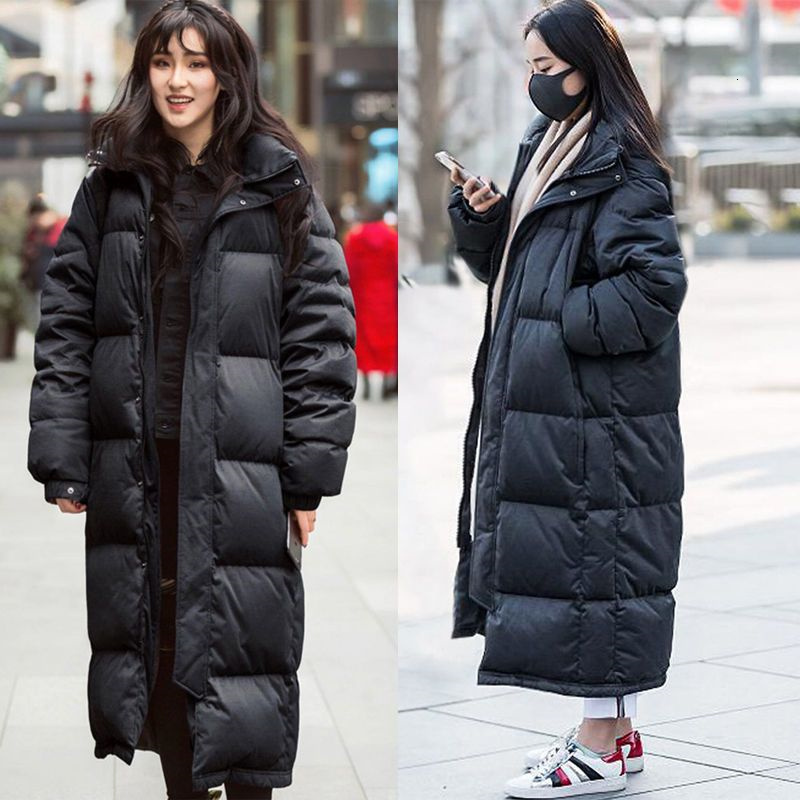 Women's Down Parkas S4XL Black Cotton Coat Winter Maxi Jacket With Hood Thicken Loose Warm Long Padded Quilted C376 230111