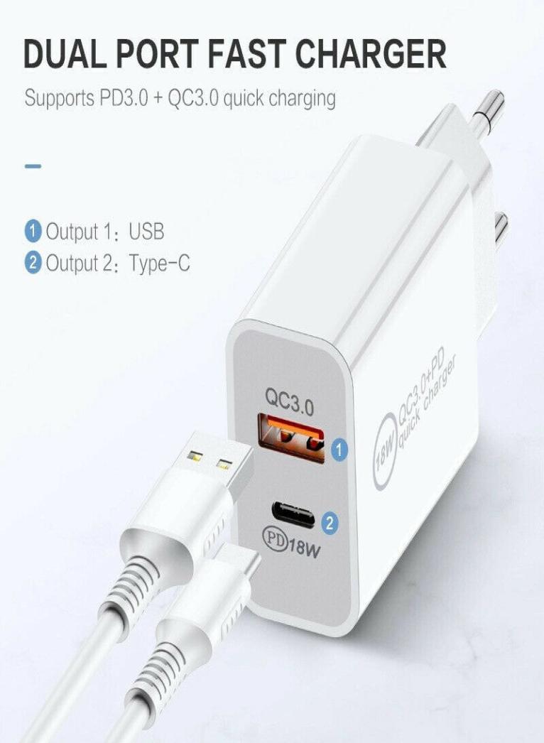 18W Fast USB Charger PD Quick Charge Adapter TYPE C Plug Charging for iPhone 12 11 Pro max without Box
18W Fast USB Charger PD Quick Charge Adapter TYPE C Plug Charging for iPhone 12 11 Pro max without Box