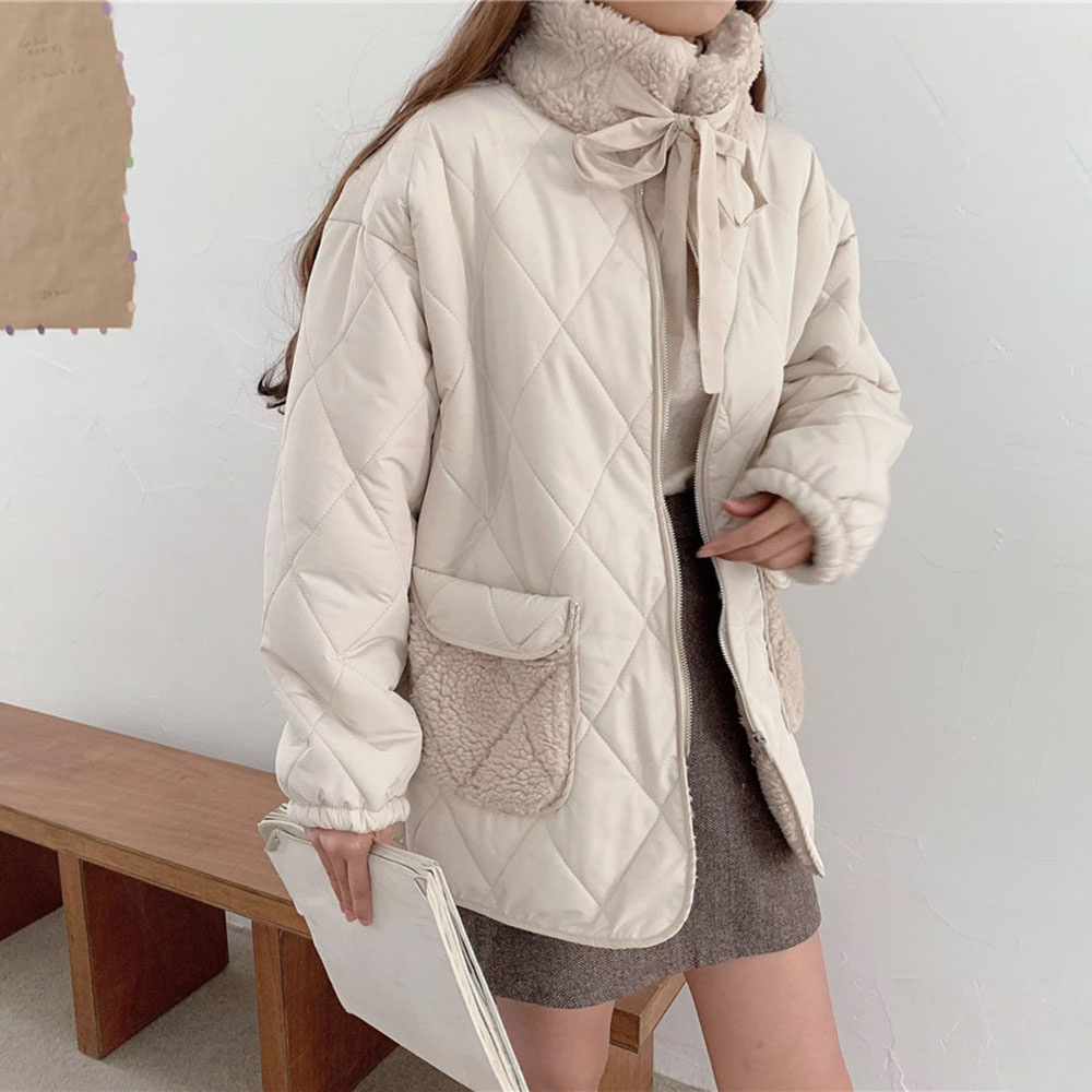 Women's Down Parkas Women Cotton Padded Jacket Lamb Wool Coat Female Winter Korean Loose Pockets Plush Thick Warm Japanese Wadded Jackets 230111Z
