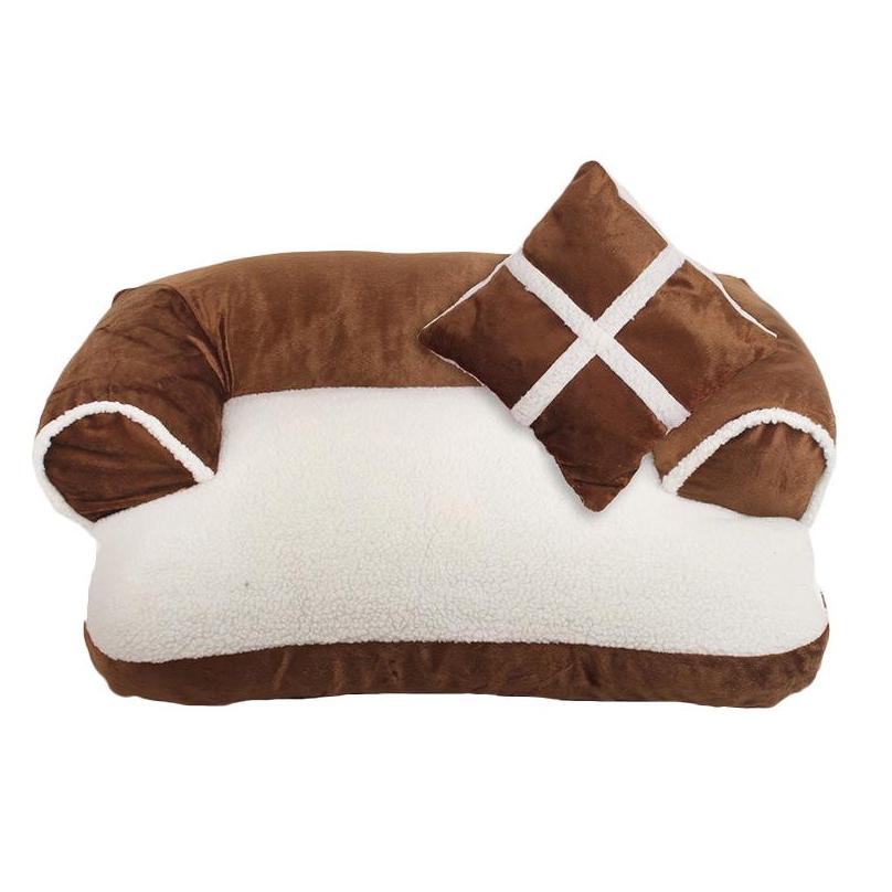 Kennels Pens Warm Small Dog Bed Pet Sofa With Pillow Detachable Wash Soft Fleece Cat House Drop Delivery Home Garden Supplie Dhxzg