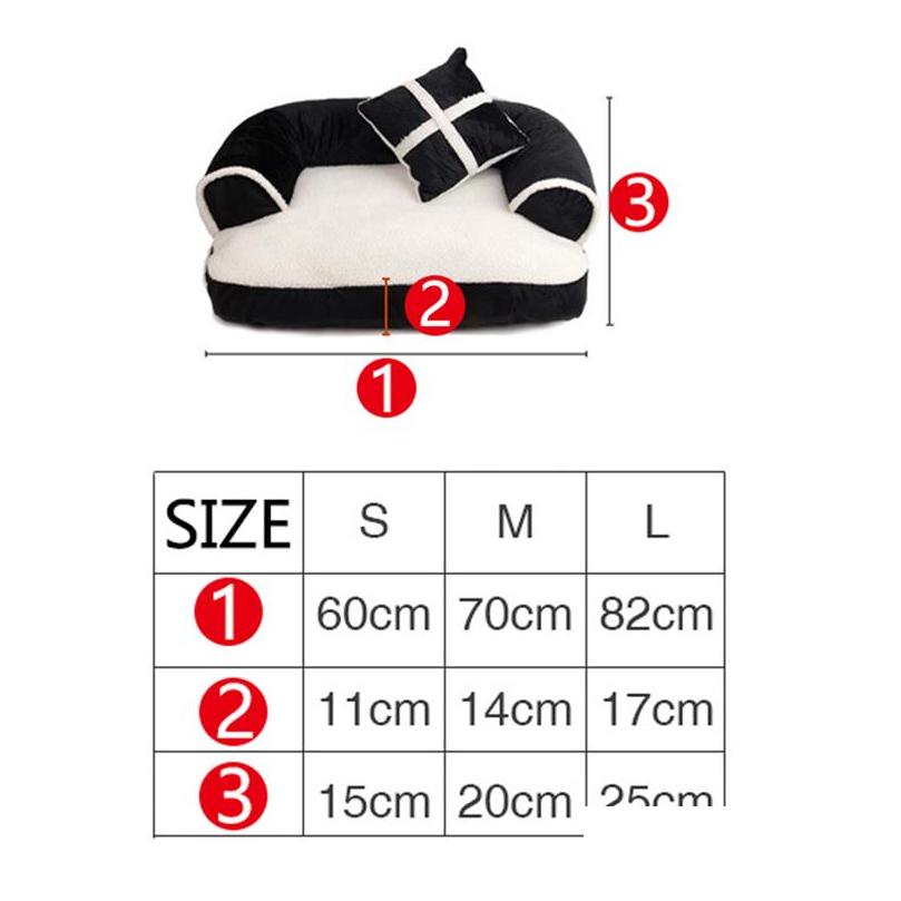 Kennels Pens Warm Small Dog Bed Pet Sofa With Pillow Detachable Wash Soft Fleece Cat House Drop Delivery Home Garden Supplie Dhxzg