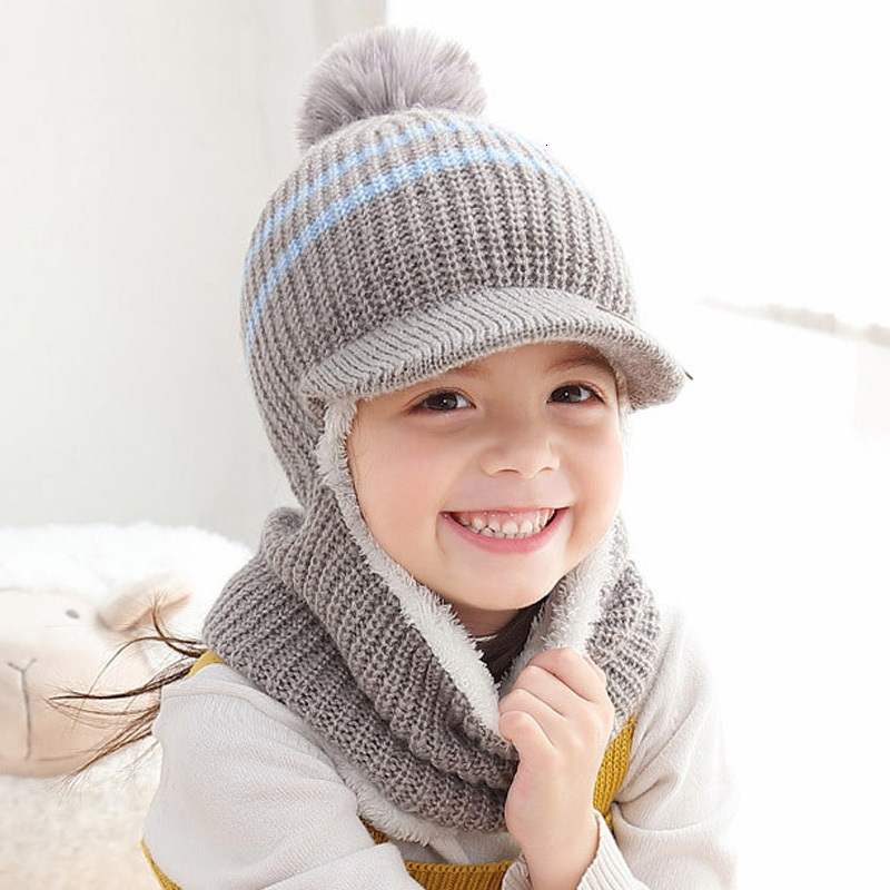 Caps Hats Winter Baby Hat Scarf Boy Girl Joint Cap for Toddler Kids Child Warm Pompom Fashion Star Beanie Knitted Neck Warmer 2-5 Years 230111