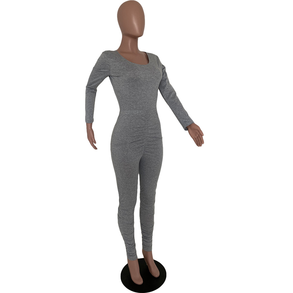Fall Winter Jumpsuits Women Bodycon Rompers Autumn Clothes Long Sleeve Solid Jumpsuits One Piece Outfits Skinny Overalls leggings Casual Streetwear 84