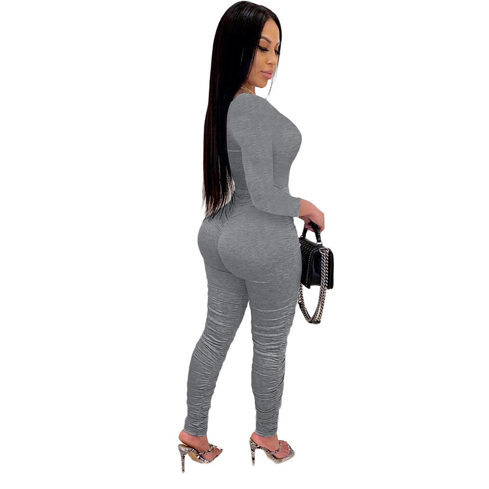 Fall Winter Jumpsuits Women Bodycon Rompers Autumn Clothes Long Sleeve Solid Jumpsuits One Piece Outfits Skinny Overalls leggings Casual Streetwear 84