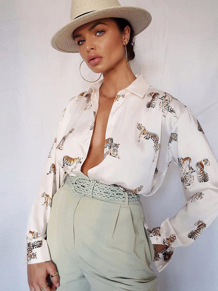 Women's Blouses Shirts women satin blouse long sleeve zebra print shirts vintage office ladies tops femme chandails fashion blusa de mujer Chanda
