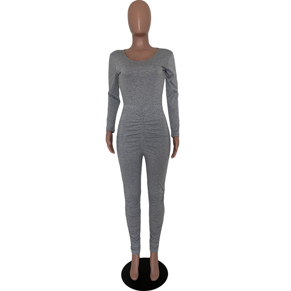 Fall Winter Jumpsuits Women Bodycon Rompers Autumn Clothes Long Sleeve Solid Jumpsuits One Piece Outfits Skinny Overalls leggings Casual Streetwear 84