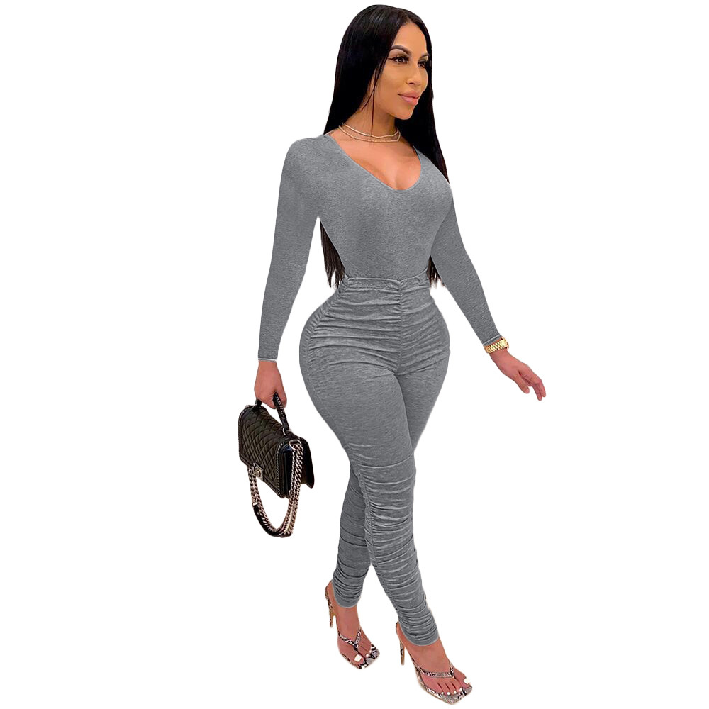 Fall Winter Jumpsuits Women Bodycon Rompers Autumn Clothes Long Sleeve Solid Jumpsuits One Piece Outfits Skinny Overalls leggings Casual Streetwear 84