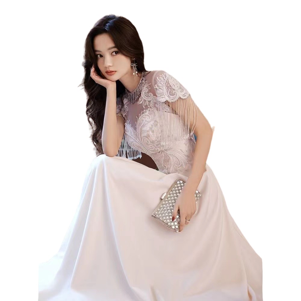 African Sequins Mermaid Formal Evening Dresses With Tassels Long High Neck Split Sparkly Beaded Prom Pageant Gowns Crystal Robe De Soiree 403 6660311