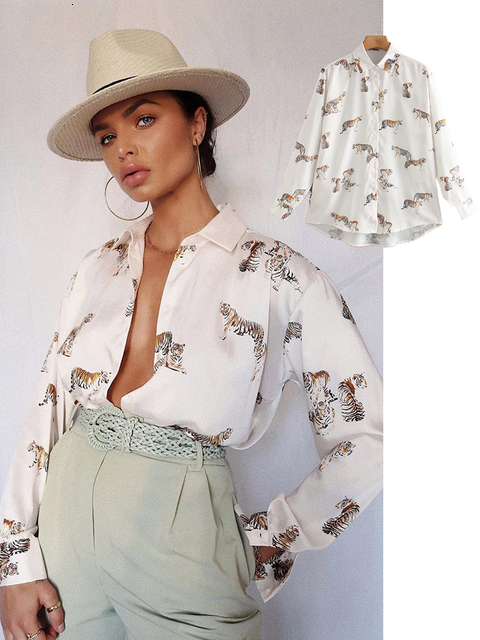 Women's Blouses Shirts women satin blouse long sleeve zebra print shirts vintage office ladies tops femme chandails fashion blusa de mujer Chanda