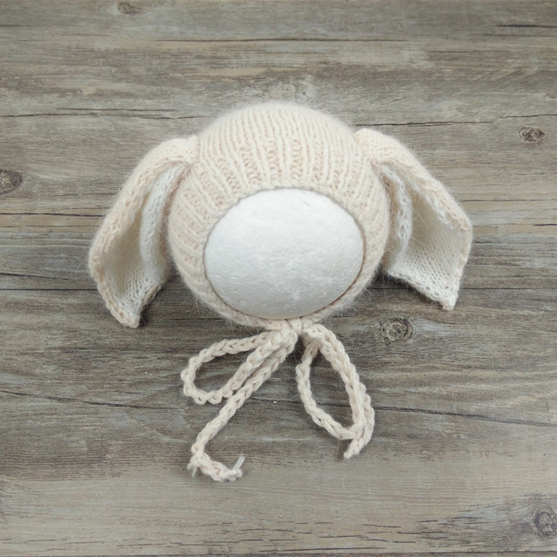 Caps Hats born bunny hat pography props Handmade big ear bonnet for baby pography props 230111