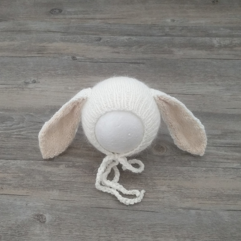Caps Hats born bunny hat pography props Handmade big ear bonnet for baby pography props 230111