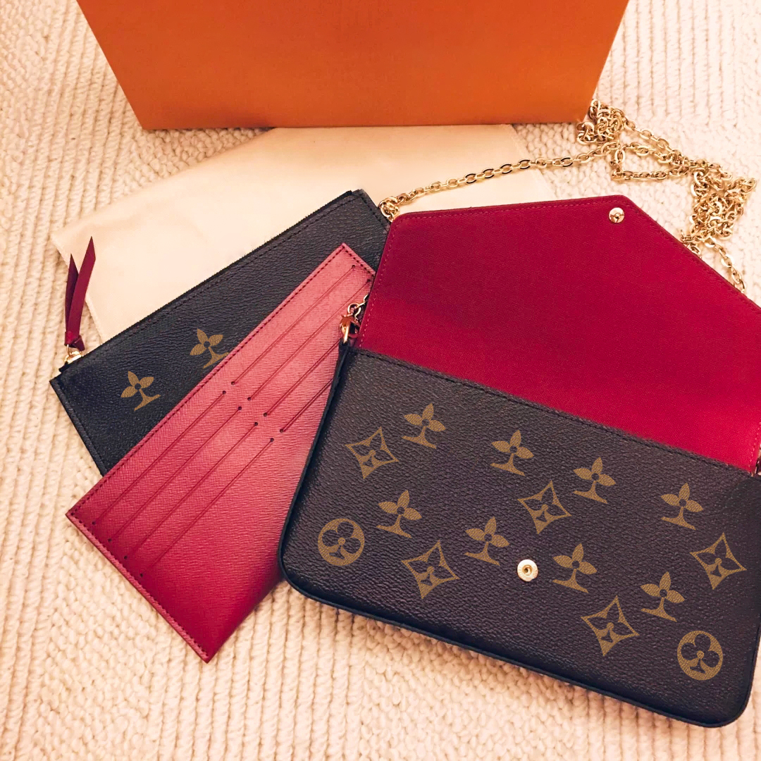 classic flap famous Wallet Purses Tote clutch bag 3 piece set POCHETTE FeLICIE Luxury Fashion Designer removable chain M61276 women shoulder handbag pochette bags, Damier azur pink
classic flap famous Wallet Purses Tote clutch bag 3 piece set POCHETTE FeLICIE Luxury Fashion Designer removable chain M61276 women shoulder handbag pochette bags, Damier azur pink