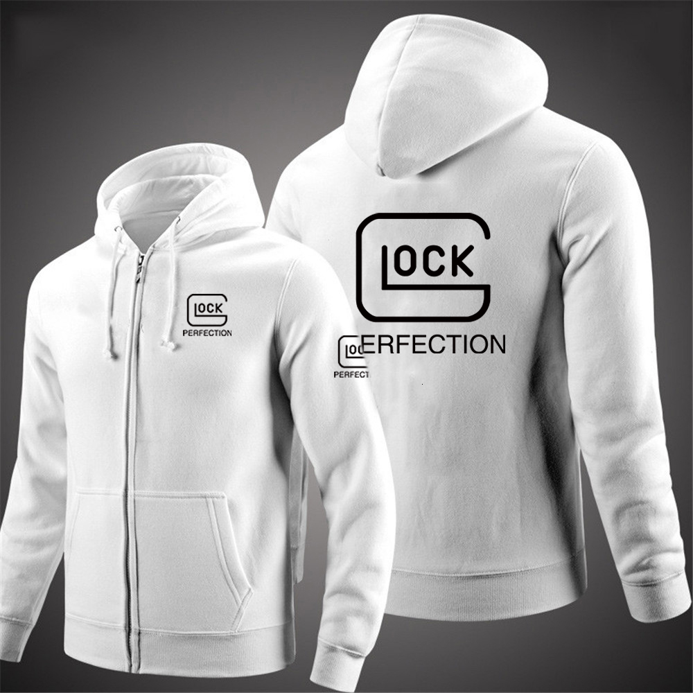 Men's Hoodies Sweatshirts Glock Perfection Shooting Hooded Long Sleeve Men Jacket Drawstring Zipper Closure Solid Color Casual Sweatshirt Clothin