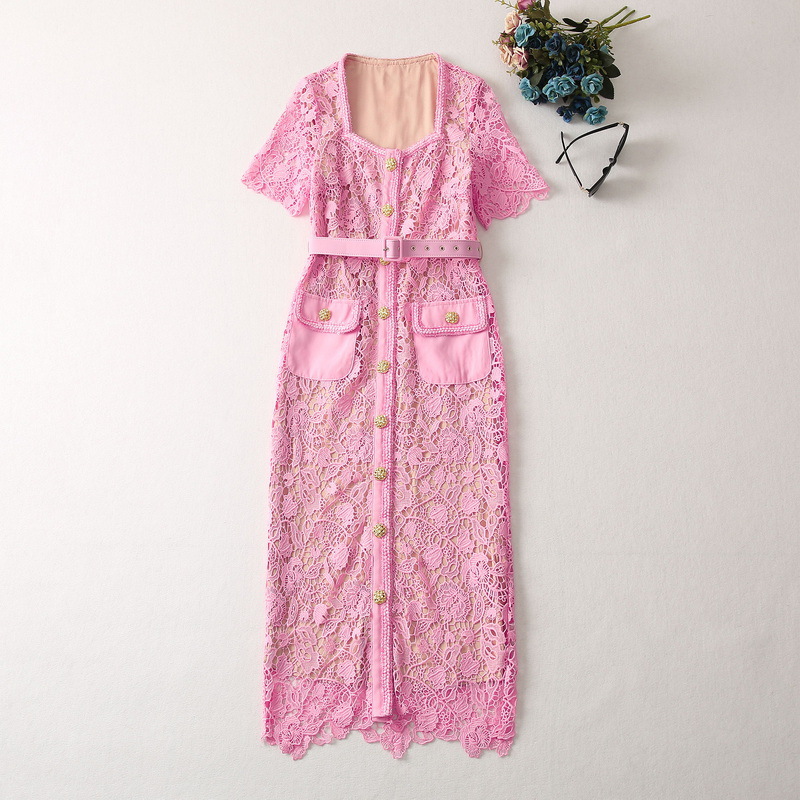 Casual Dresses European and American women' clothes 2023 spring new Short sleeve square neck hollowed out lace pink Fashion Belt Dress XXL
Casual Dresses European and American women' clothes 2023 spring new Short sleeve square neck hollowed out lace pink Fashion Belt Dress XXL