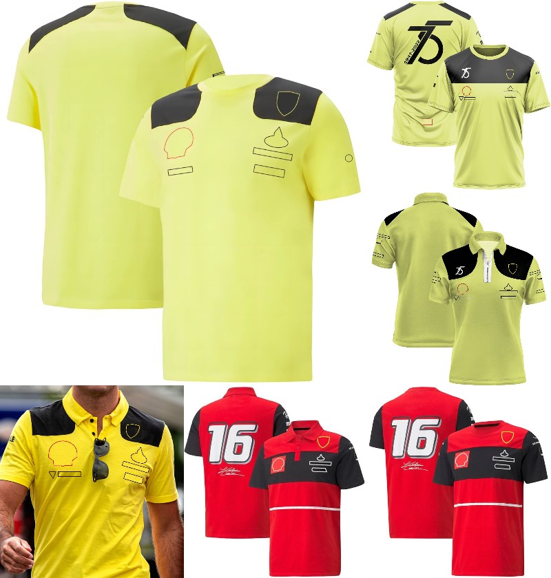 F1 Team 75th T-shirt Formula 1 Commemorative Polo Shirts Short Sleeve Summer Racing Driver Yellow T-shirts Jersey Breathable
