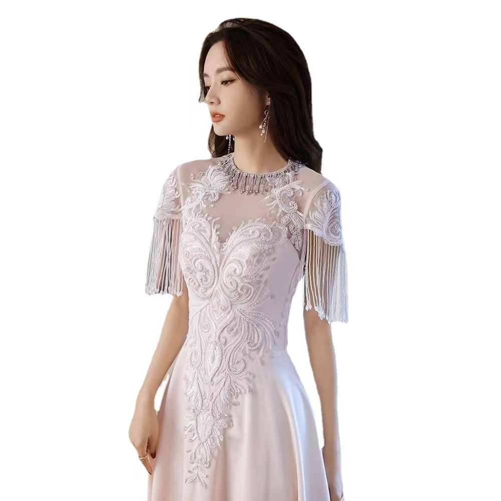African Sequins Mermaid Formal Evening Dresses With Tassels Long High Neck Split Sparkly Beaded Prom Pageant Gowns Crystal Robe De Soiree 403 6660311
