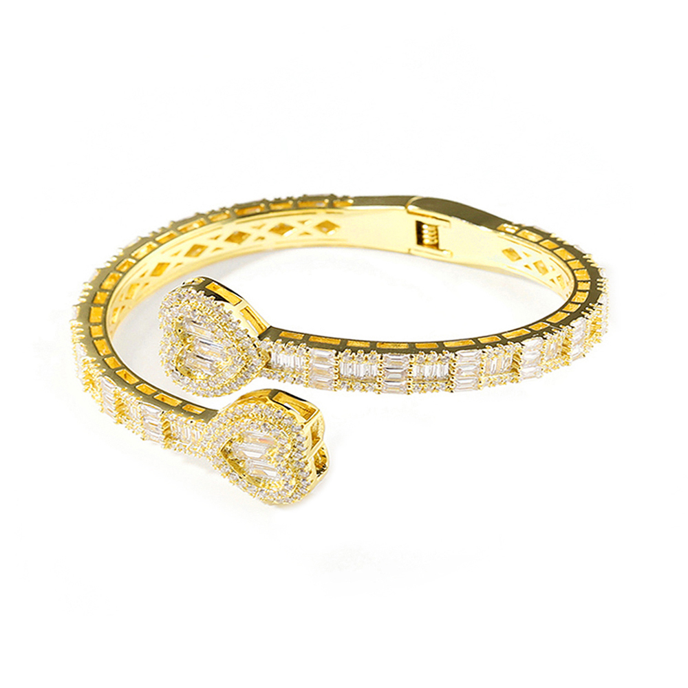 Iced Out Butterfly Bracelet - Bg Cubic Zirconia Charm Heart Bangle for Women Men