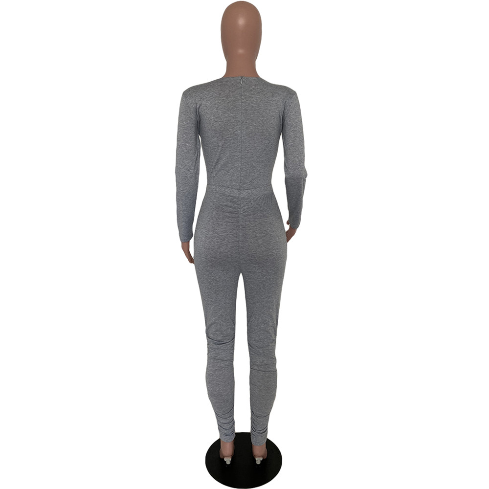 Fall Winter Jumpsuits Women Bodycon Rompers Autumn Clothes Long Sleeve Solid Jumpsuits One Piece Outfits Skinny Overalls leggings Casual Streetwear 84