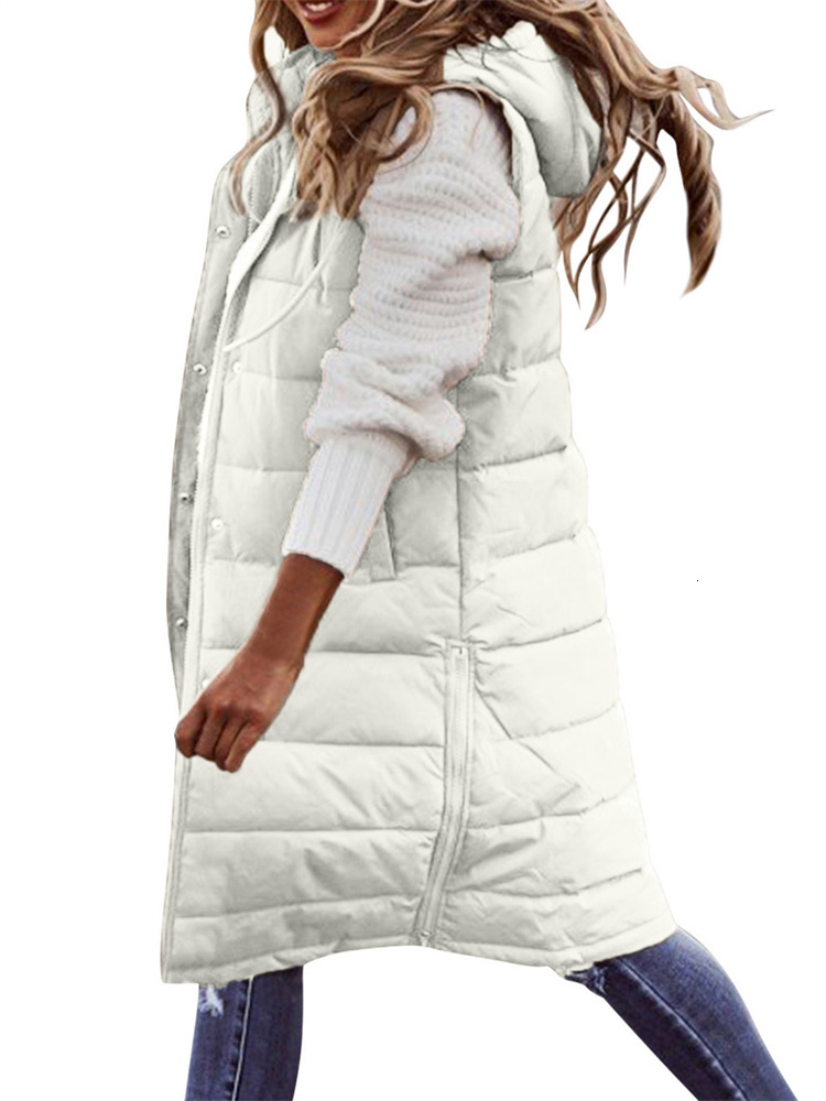 Women's Vests Cotton Coat Women Sleeveless Light Thin Long Slim Hooded Waistcoat Autumn Winter Fashion Temperament White S-5XL Coats 230111