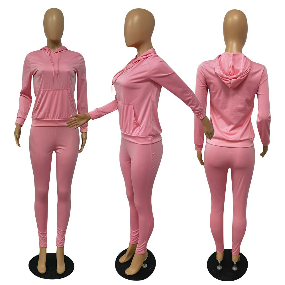 Fall Winter Women Tracksuits Long Sleeve Outfits Pullover Hooded Hoodie and pants Two Piece Sets Outwork Sportswear Casual Jogging suits Solid Sweatsu