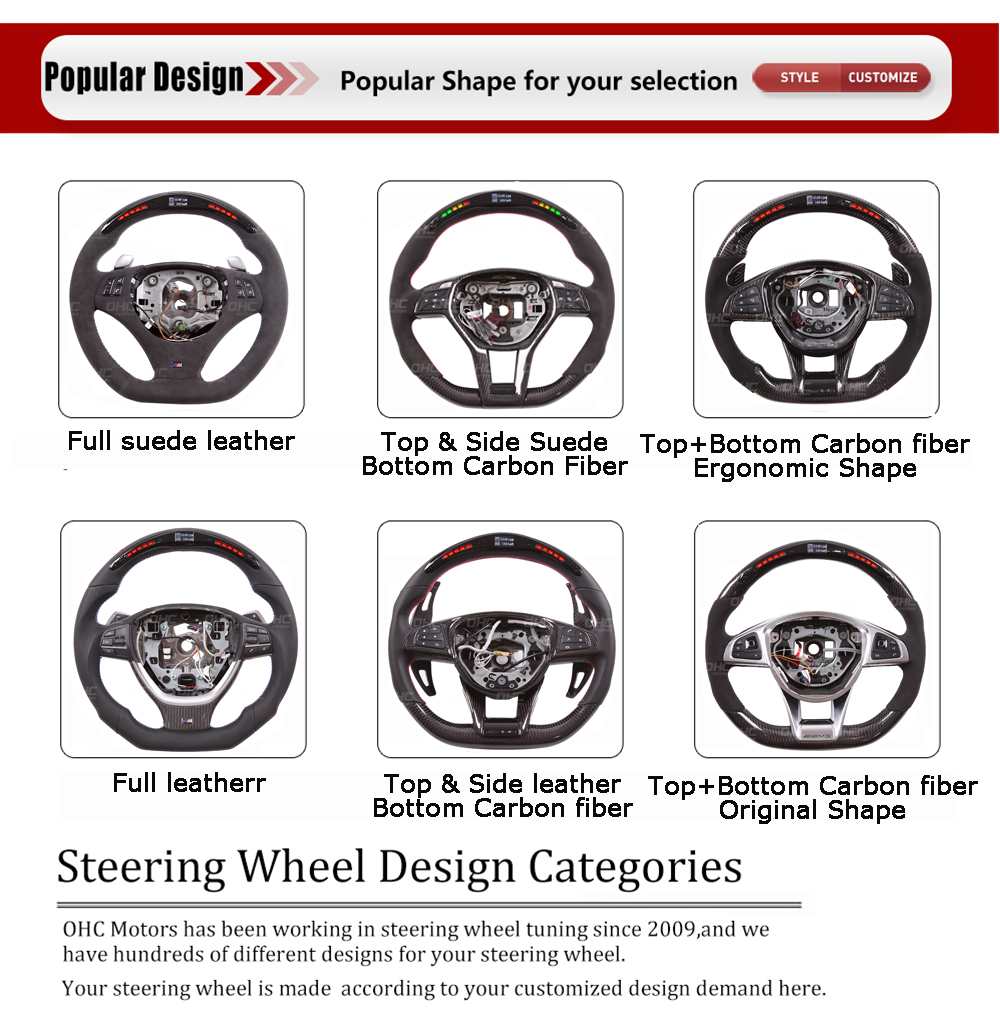 Carbon Fiber LED Performance Steering Wheels compatible for W204 W205 A45 A63 C45 C63 GLE63 AMG E63