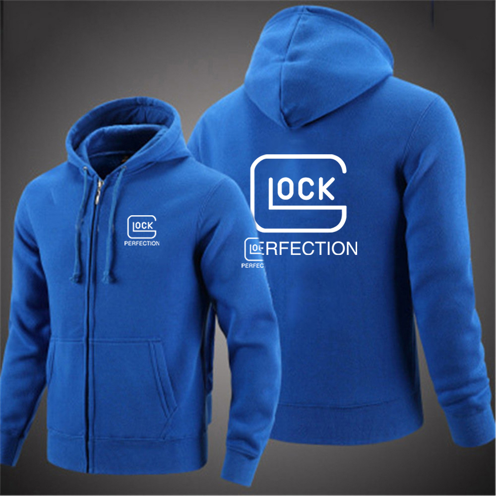 Men's Hoodies Sweatshirts Glock Perfection Shooting Hooded Long Sleeve Men Jacket Drawstring Zipper Closure Solid Color Casual Sweatshirt Clothin