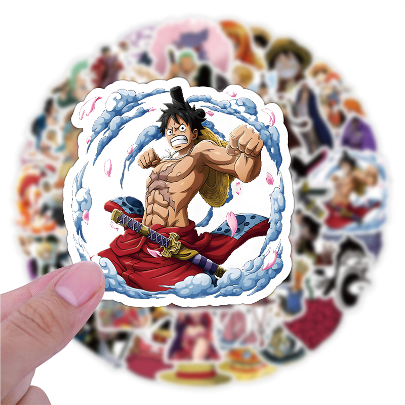 60Pcs Classical Anime One Piece Stickers Monkey D Luffy Nami Roronoa Zoro Graffiti Stickers for DIY Luggage Laptop Skateboard Motorcycle Bicycle Stick
