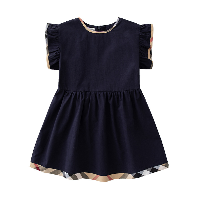 Baby Girls Princess Dresses Summer Girl Short Sleeve Dress Kids Plaid Skirts Children Clothes
