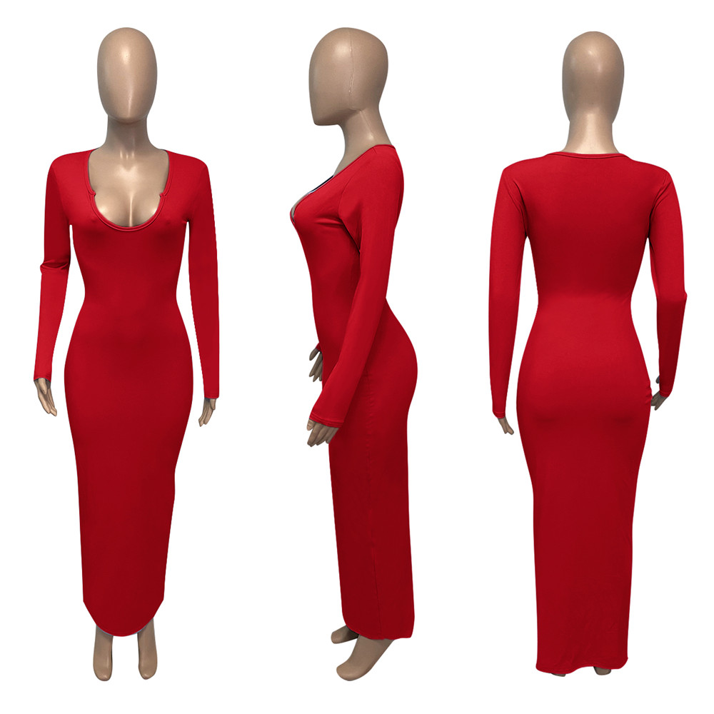 Fall Winter Dresses Women Long Sleeve Bodycon Dress Plus Size 2XL Skinny Deep V neck Long Style Dress Night Club Party Wear Fashion Streetwear Bulk It