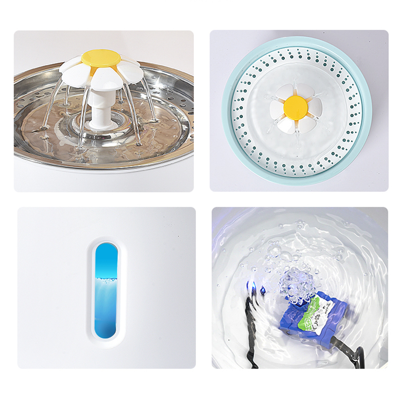 Cat Bowls Feeders Automatic Pet Water Fountain with LED Lighting 5 Pack Filters 2.4L USB Dispenser Super Mute Drinker Feeder 230111
