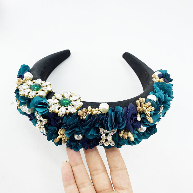Wedding Hair Jewelry Fashion Flower Hairband For Women Compacted Crowns Soft Crystal Hairhoop Turban Women's Headbands Girls Accessories 230112
