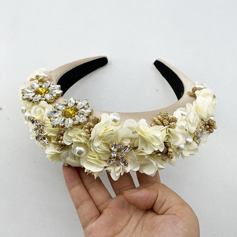 Wedding Hair Jewelry Fashion Flower Hairband For Women Compacted Crowns Soft Crystal Hairhoop Turban Women's Headbands Girls Accessories 230112