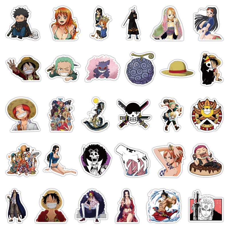 60Pcs Classical Anime One Piece Stickers Monkey D Luffy Nami Roronoa Zoro Graffiti Stickers for DIY Luggage Laptop Skateboard Motorcycle Bicycle Stick