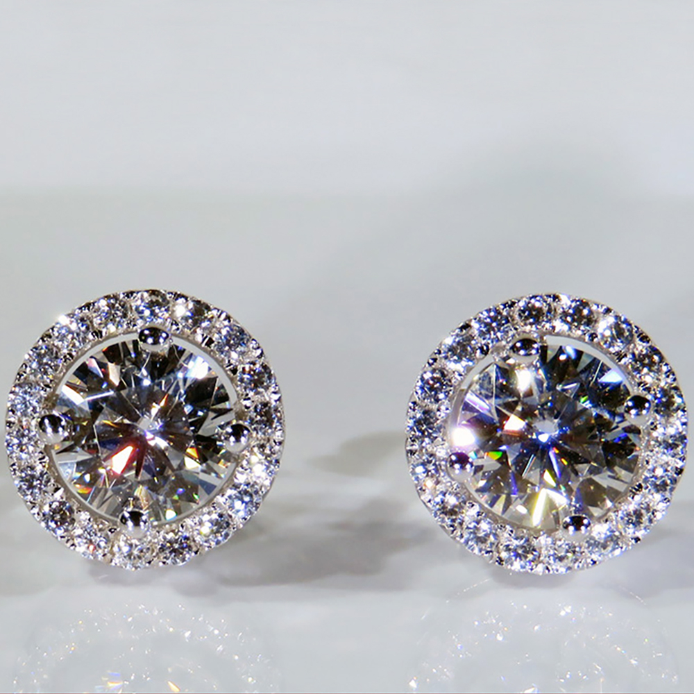 Classic 925 Sterling Silver Stud Earrings 4mm Round Simulated Diamond Earrings for Women Men Jewelry