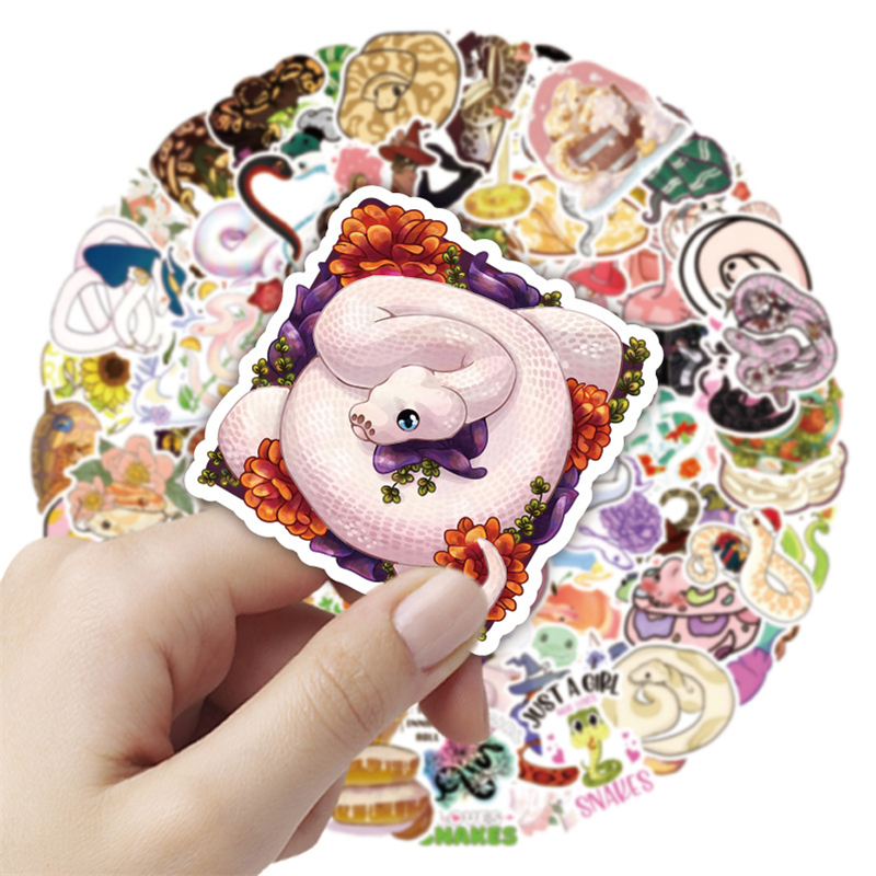 50Pcs Cute Cartoon Snake Stickers Serpentiformes Graffiti Kids Toy Skateboard car Motorcycle Bicycle Sticker Decals Wholesale