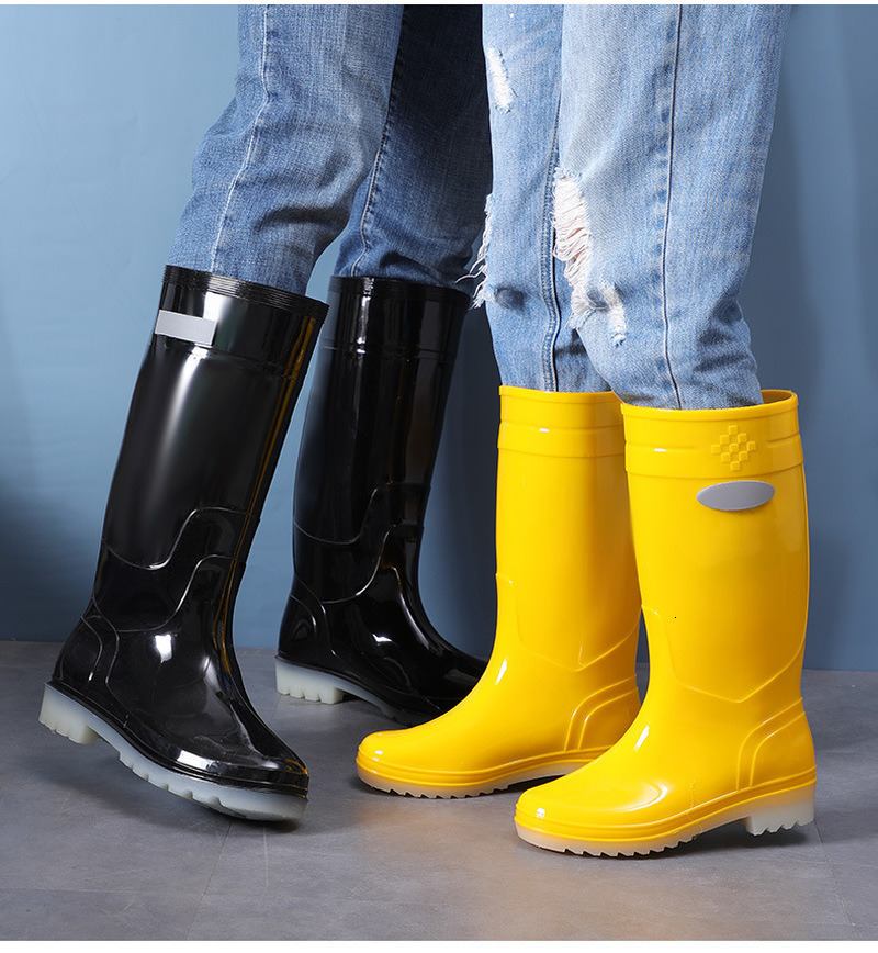 Rain Boots Comemore Autumn Low Heels shoes Couple Men Women High-barrel Waterproof Boot Work Rubber Shoe Long Water Shoes 44 230112