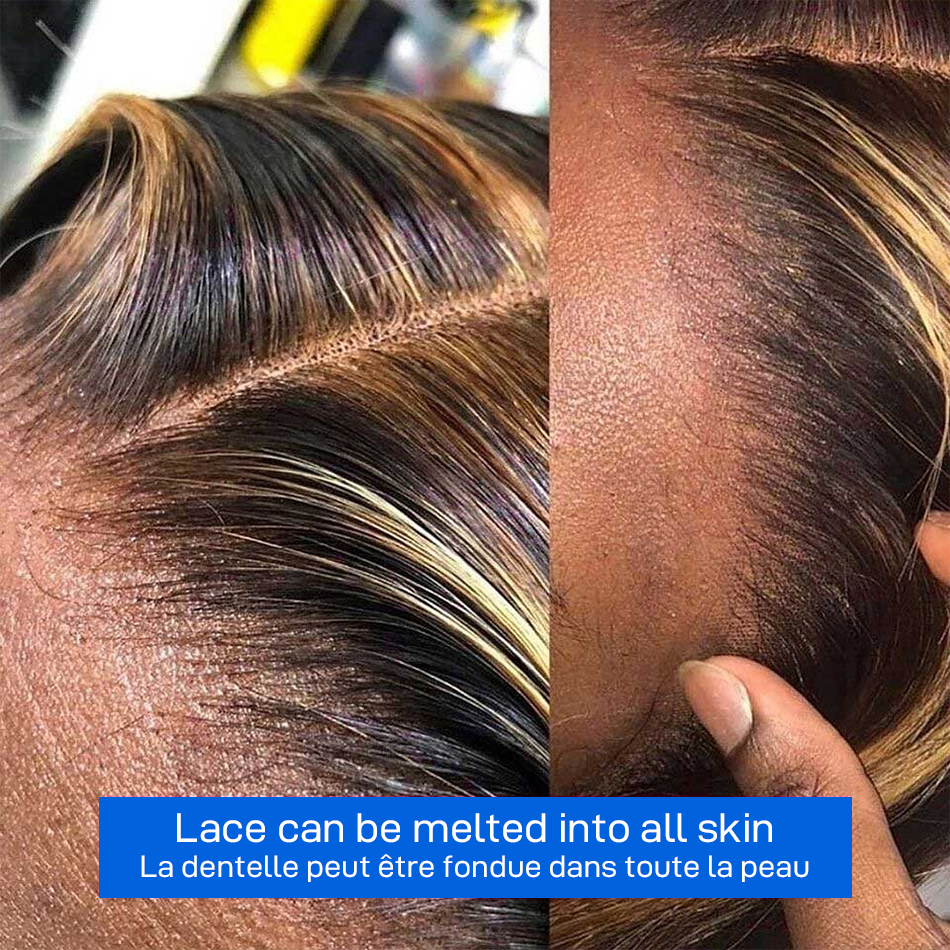 Free shipping HD Body Wave Highlight Front Human Hair For Women Lace Frontal Wig Pre Plucked Honey Blonde Colored Synthetic Wigs