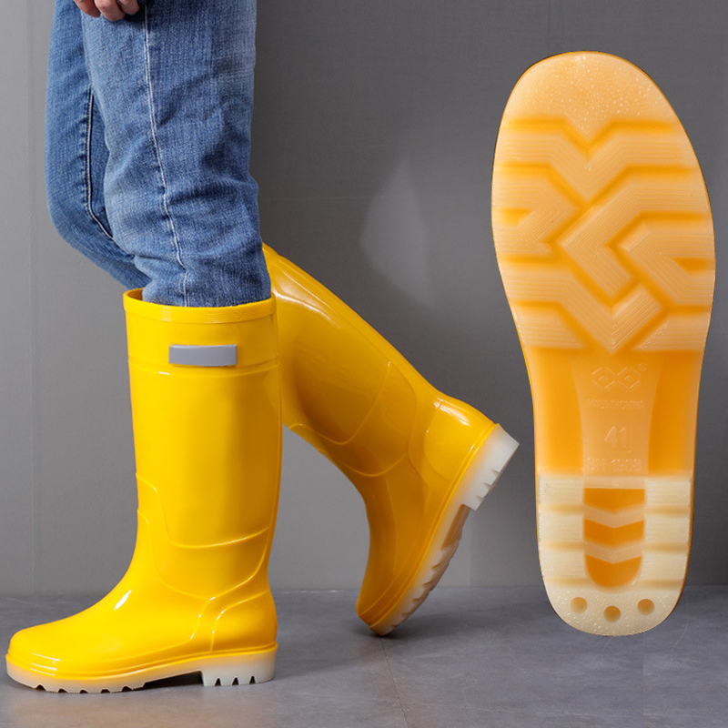 Rain Boots Comemore Autumn Low Heels shoes Couple Men Women High-barrel Waterproof Boot Work Rubber Shoe Long Water Shoes 44 230112