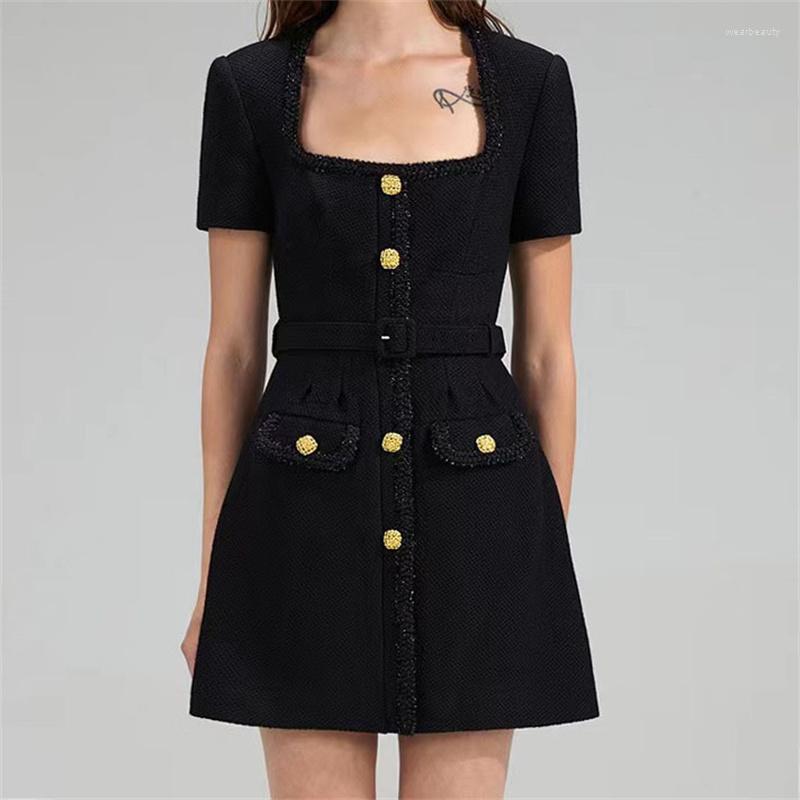Casual Dresses Spring 2023 In Square Neck Tweed Waist Short Skirt Elegant For Women Korean FashionThe Mini Sleeved Top, Black
Casual Dresses Spring 2023 In Square Neck Tweed Waist Short Skirt Elegant For Women Korean FashionThe Mini Sleeved Top, Black