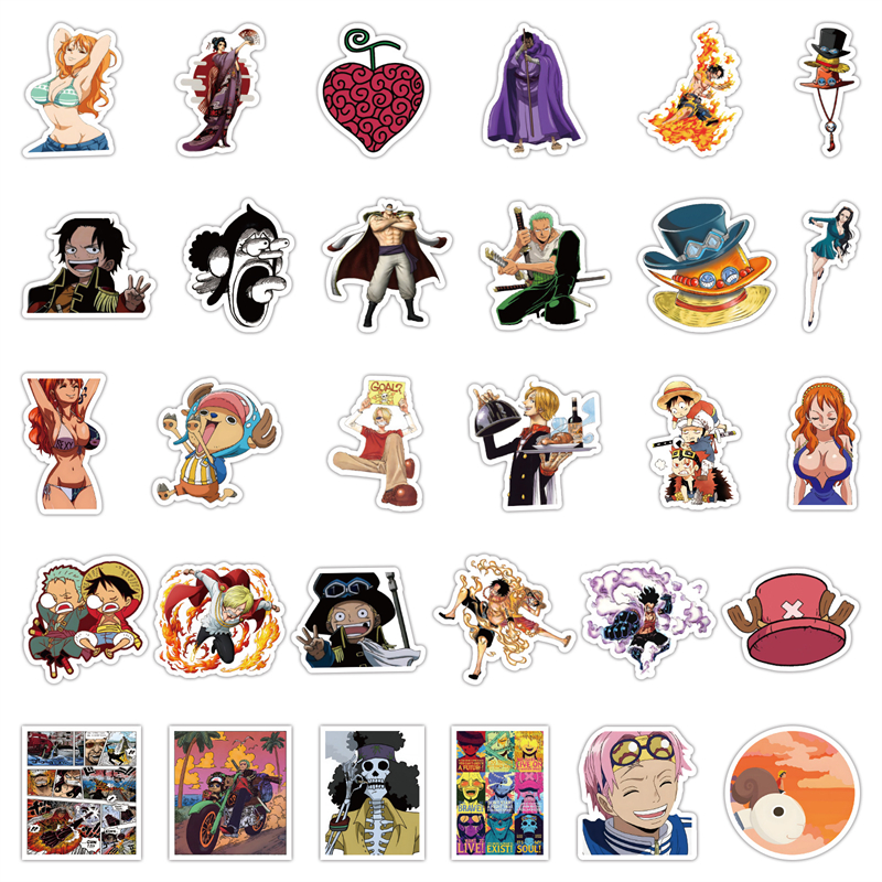 60Pcs Classical Anime One Piece Stickers Monkey D Luffy Nami Roronoa Zoro Graffiti Stickers for DIY Luggage Laptop Skateboard Motorcycle Bicycle Stick