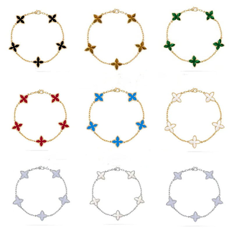 Luxury Designer Charm Bracelets 4 Four Leaf Elegant Fashion Brand 18K Gold Silver Agate Shell Mother of Pearl Women Girls Birthday Party Jewelry Gift
Luxury Designer Charm Bracelets 4 Four Leaf Elegant Fashion Brand 18K Gold Silver Agate Shell Mother of Pearl Women Girls Birthday Party Jewelry Gift