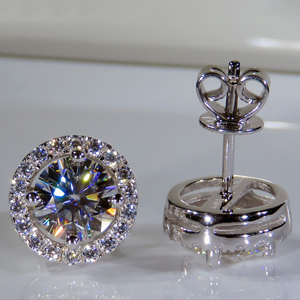 Classic 925 Sterling Silver Stud Earrings 4mm Round Simulated Diamond Earrings for Women Men Jewelry