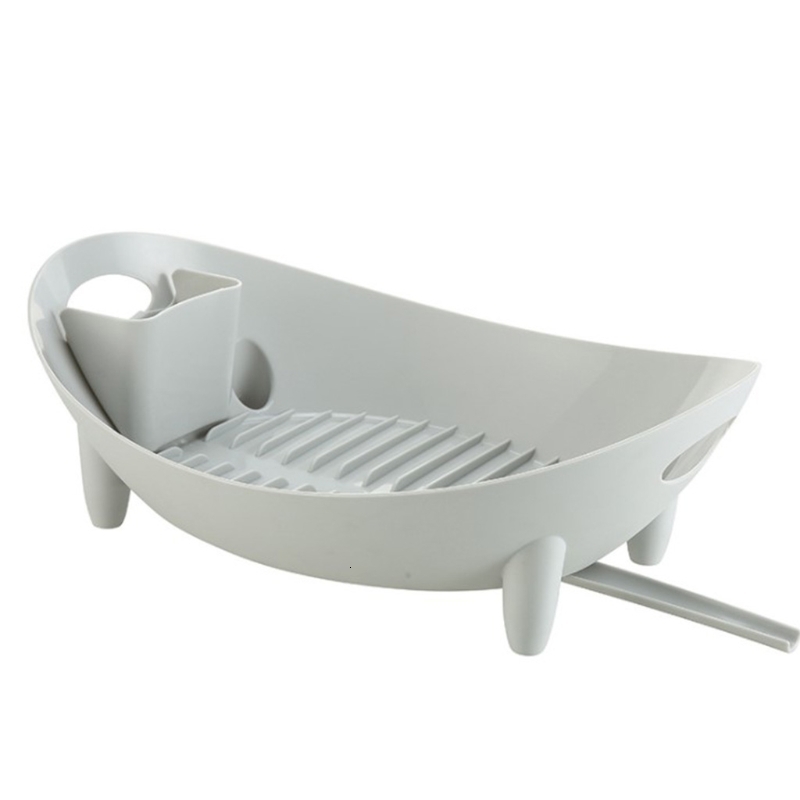Dish Racks Drying Rack Oval Shaped Drainer with Utensil Holder Plate Bowl Cutlery Storage Container Vegetable Basket 230111