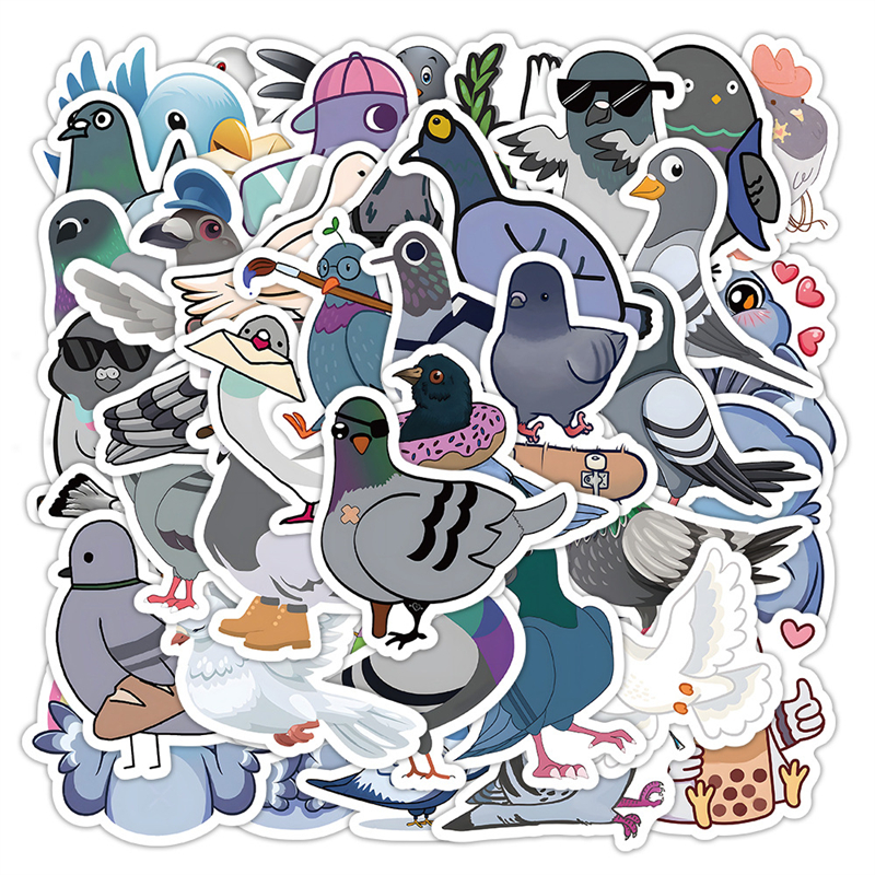 60Pcs Funny Cartoon Cute Pigeon Stickers Columba Dove Bird Graffiti Stickers for DIY Luggage Laptop Skateboard Motorcycle Bicycle Stickers