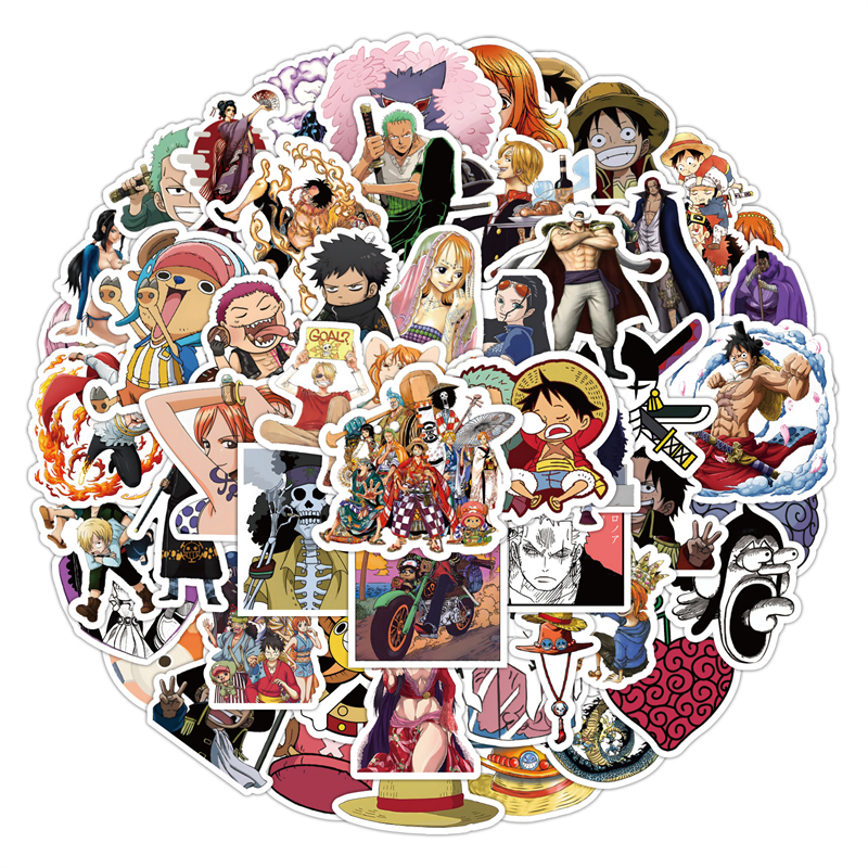 60Pcs Classical Anime One Piece Stickers Monkey D Luffy Nami Roronoa Zoro Graffiti Stickers for DIY Luggage Laptop Skateboard Motorcycle Bicycle Stick