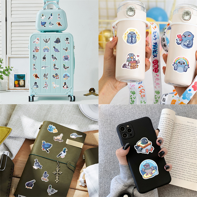 60Pcs Funny Cartoon Cute Pigeon Stickers Columba Dove Bird Graffiti Stickers for DIY Luggage Laptop Skateboard Motorcycle Bicycle Stickers